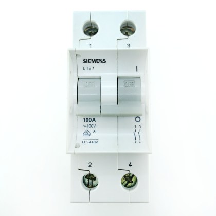 Siemens 5TE7 100A 100 Amp 2 Double Pole Isolator Main Switch Disconnector